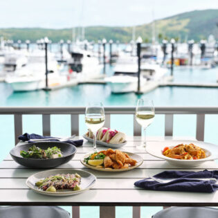 dining at Manta Ray by the marina, Hamilton Island