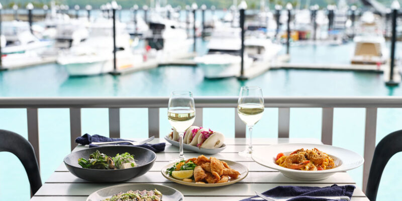 dining at Manta Ray by the marina, Hamilton Island