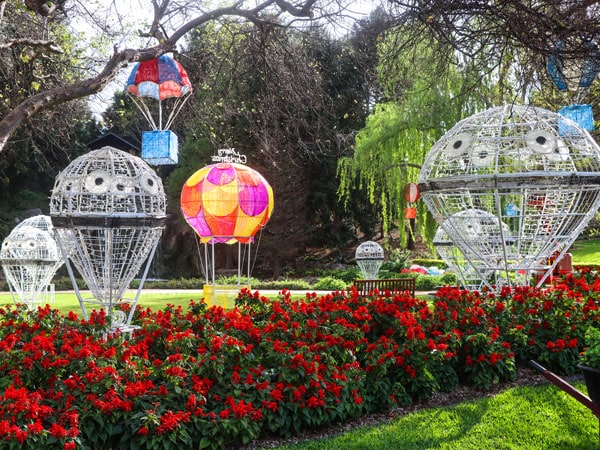 the Hunter Valley Gardens filled with Christmas decorations