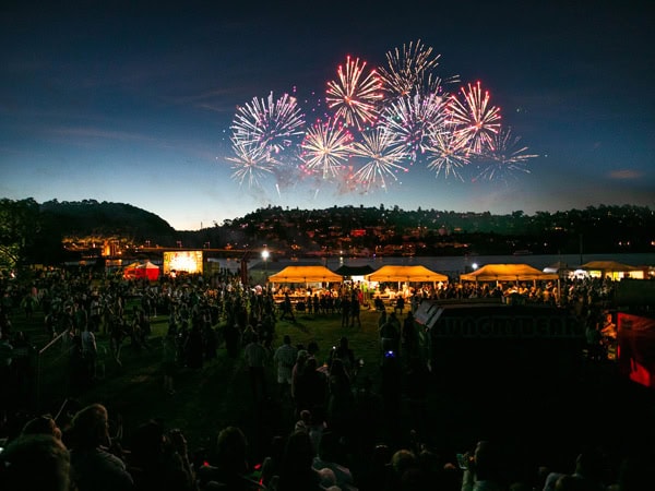 a fireworks display in Launceston