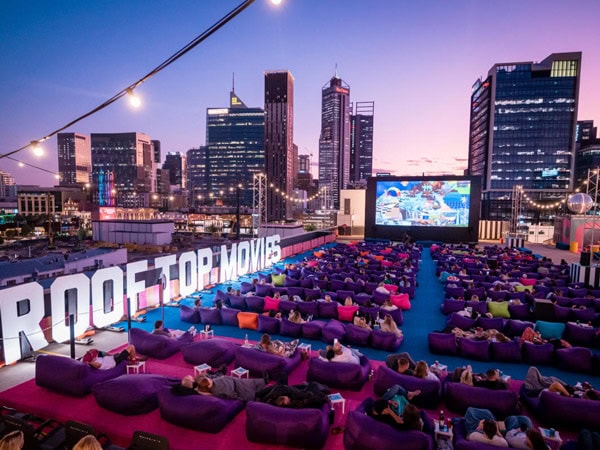 an open-air cinema at Rooftop Movies, Perth