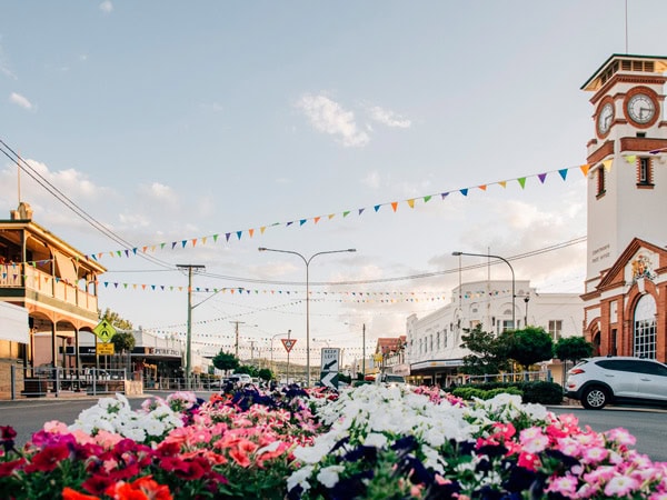 colourful flowers at the annual Apple and Grape Festival, Stanthorpe CBD