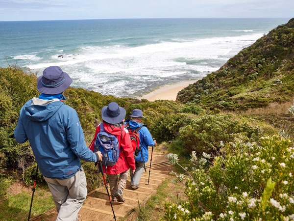 hikers on a coastal hike, Great Ocean Road