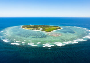 an aerial view of Lady Elliot Island, Great Barrier Reef