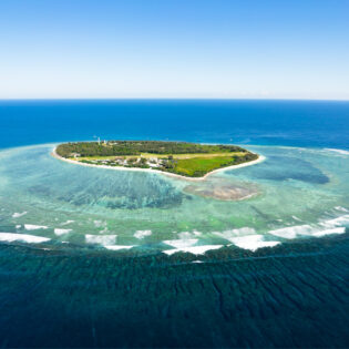 an aerial view of Lady Elliot Island, Great Barrier Reef