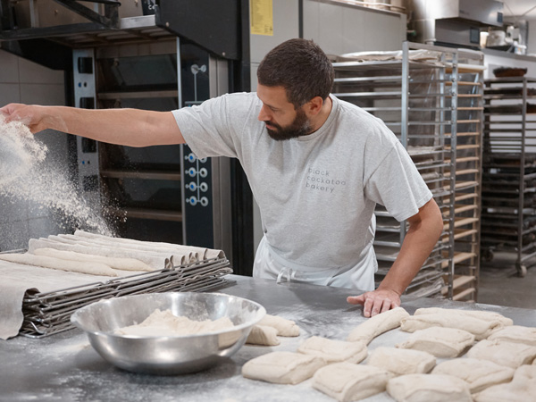 Making bread at at Black Cockatoo Bakery