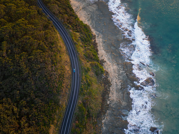 Aerial view of Great Ocean Road