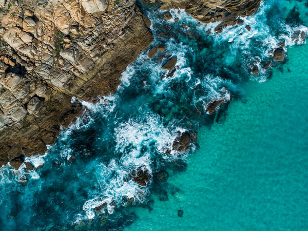 an aerial view of Honeycombs Beach