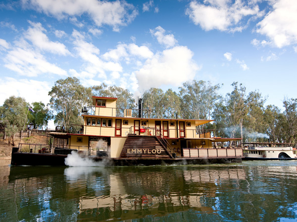 The PS Emmylou paddlesteamer on the Murray River in Victoria