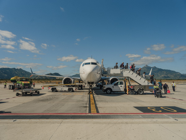 Stock image of a plane on the runway
