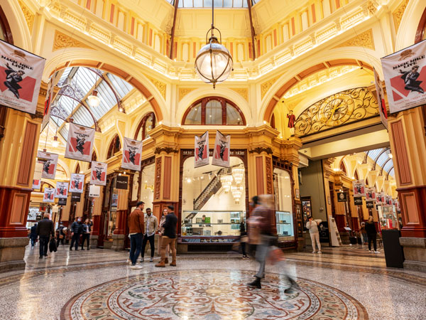 the grand interior of Block Arcade, Melbourne shopping