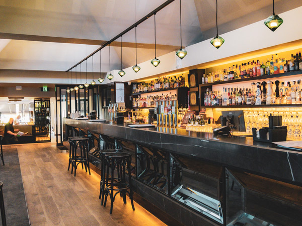 the bar counter at Botanical Hotel, South Yarra