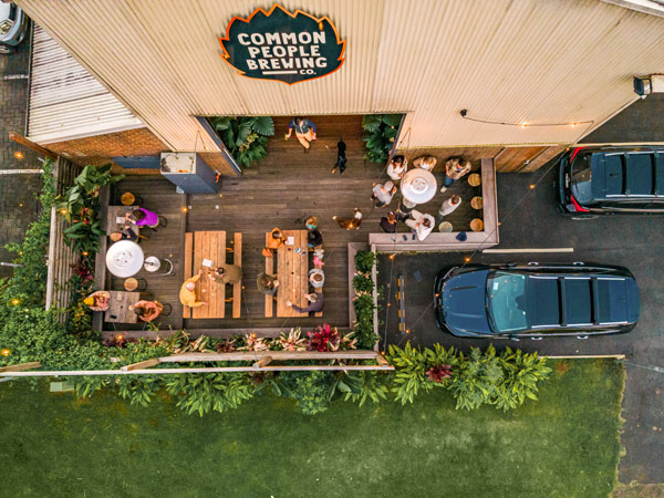 an aerial shot of the deck at Common People Brewing Co.