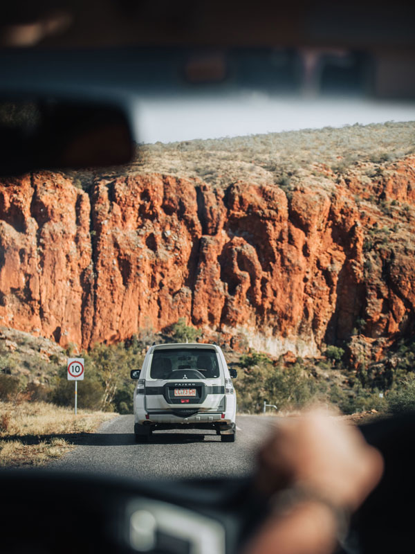 driving through the West MacDonnell Ranges