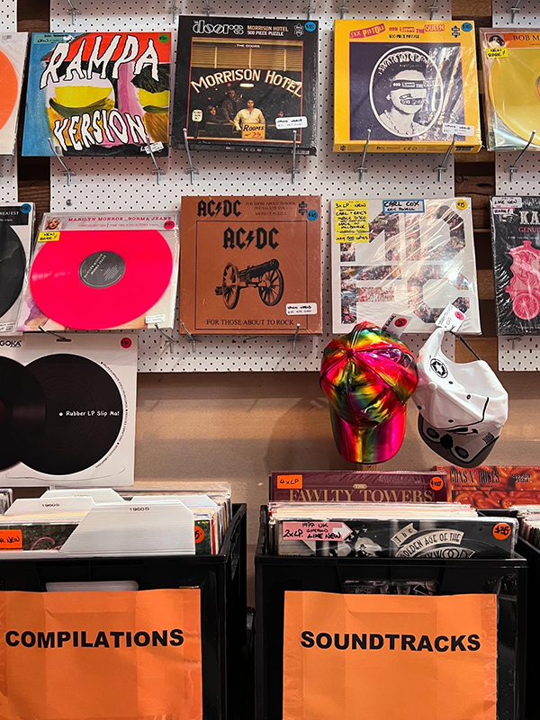 A display of vinyls at Dromana Indoor Market.