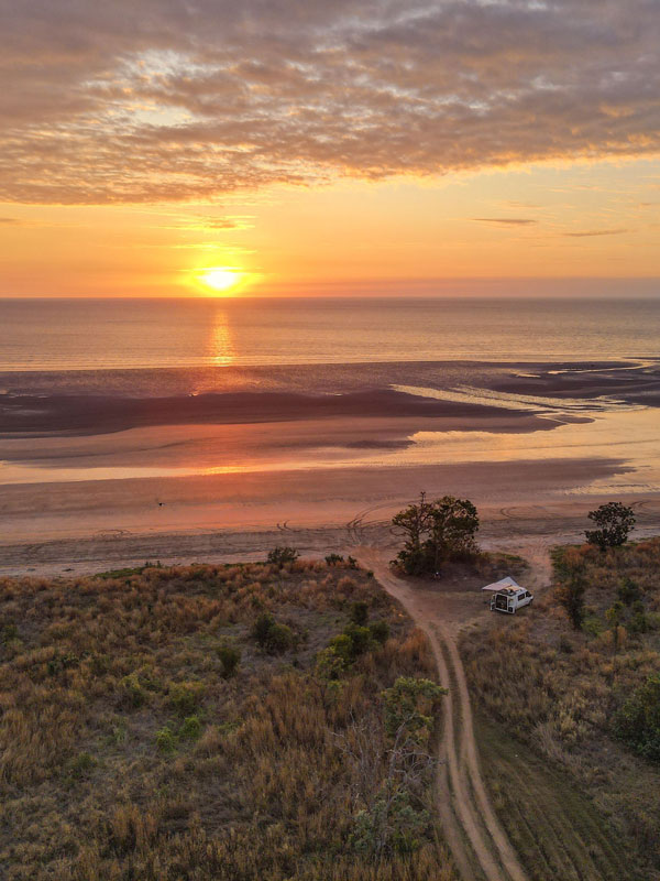 the Dundee Beach at sunset