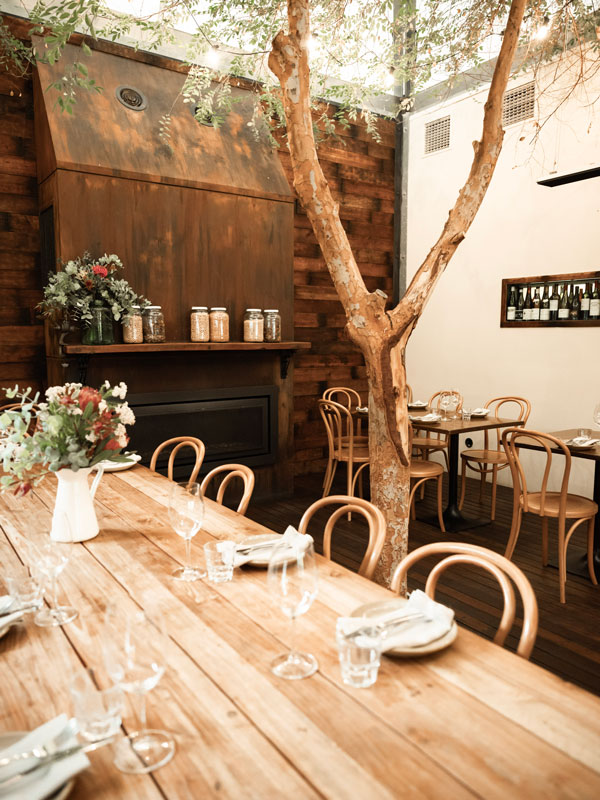 the light-filled courtyard at Herringbone, Adelaide, NSW