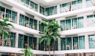 tropical hotel exterior