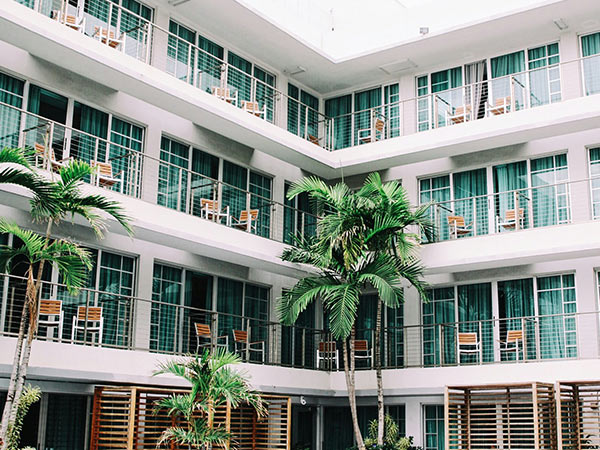 tropical hotel exterior