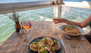 food and drinks by the water at Noosa Boathouse