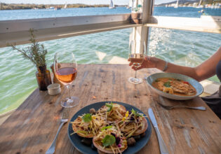 food and drinks by the water at Noosa Boathouse