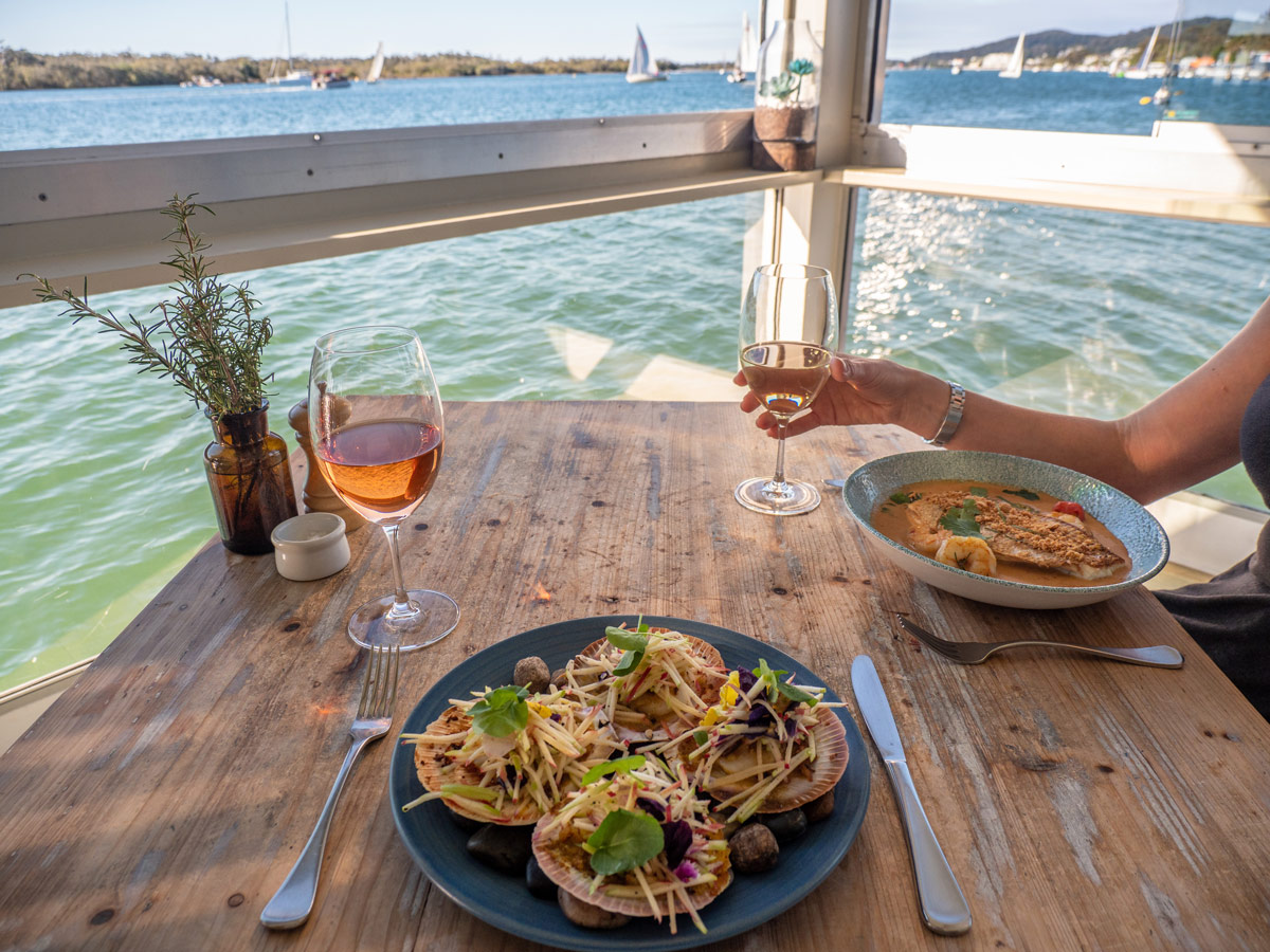 food and drinks by the water at Noosa Boathouse