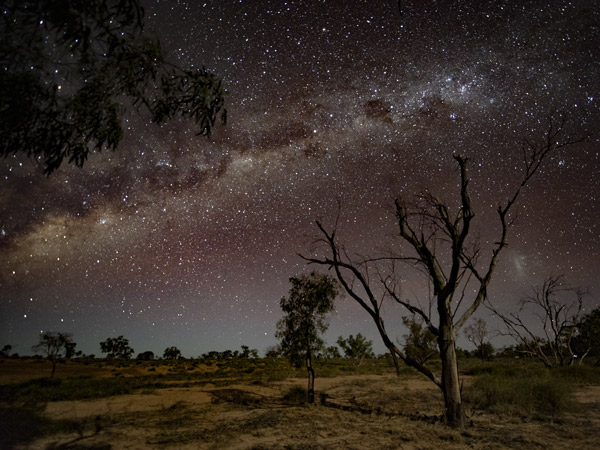 Seen is the Milky Way stitching over the sky in outback Queensland