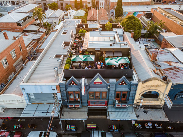 an aerial view of The Cornish Arms, Brunswick