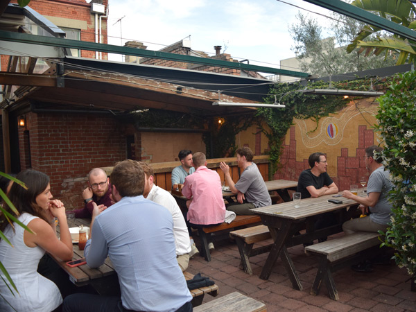 people sitting at the beer garden in The Standard, Fitzroy