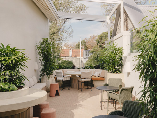 the lush rooftop terrace at The White Horse