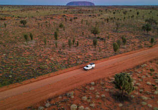 driving through Uluru-Kata Tjuta National Park