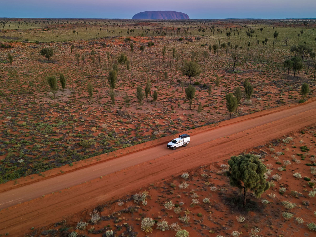 driving through Uluru-Kata Tjuta National Park