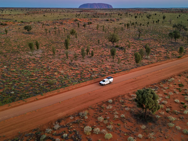 driving through Uluru-Kata Tjuta National Park