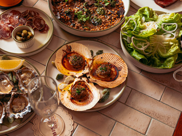 a spread of food on the table at Red Lion Hotel