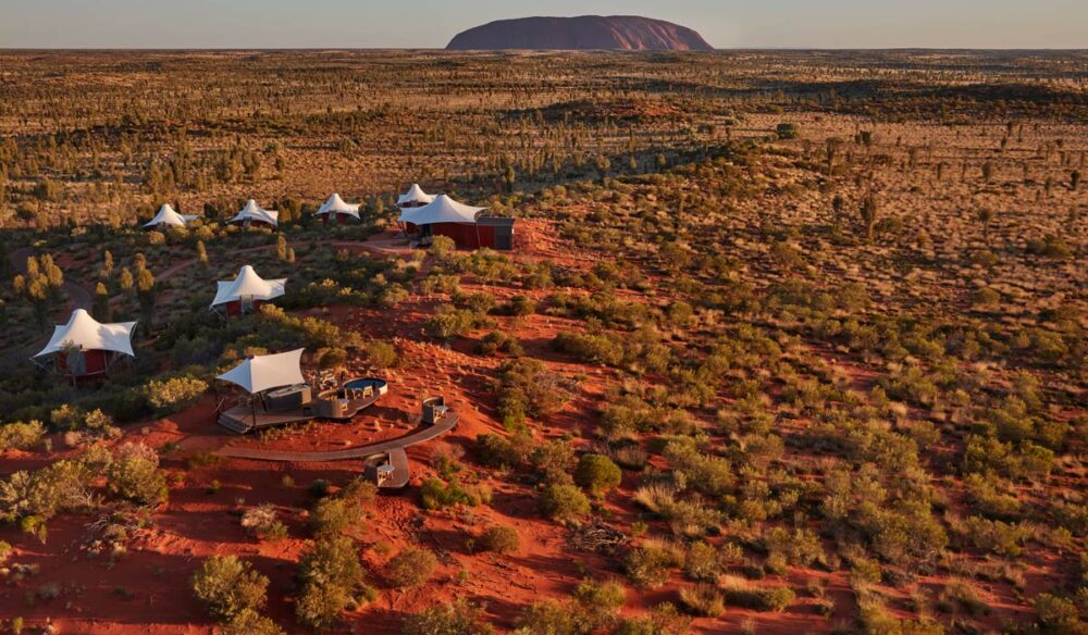 Aerial view of Longitude 131° and Uluru