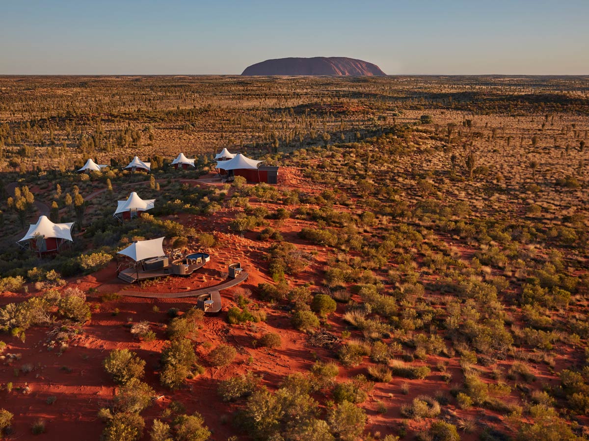 Aerial view of Longitude 131° and Uluru