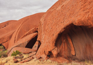 a sculpture-like form at Uluru during the Mala walk