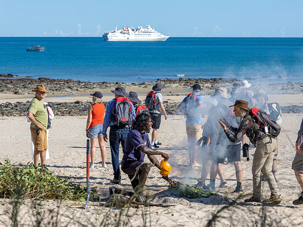 welcome to country on freshwater cove during silversea kimberley cruise