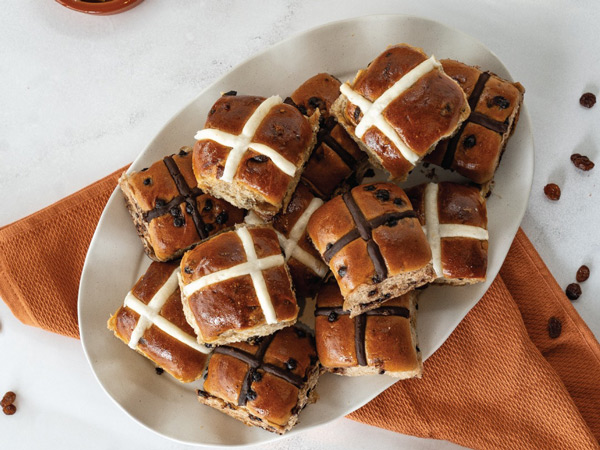 chocolate cross buns from Brasserie Bread, Banksmeadow