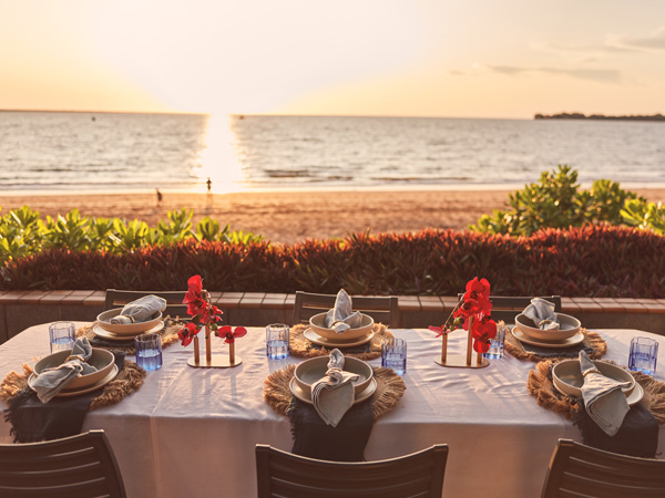 an event setup at sunset, Darwin Trailer Boat Club