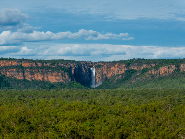 a scenic view of Jim Jim Falls from a Kakadu Scenic Flight