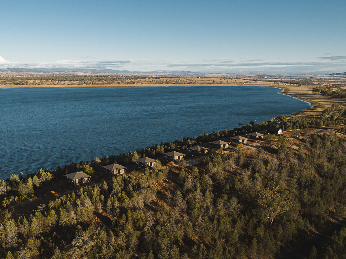 From above: Wilderluxe nestled between lake and land.