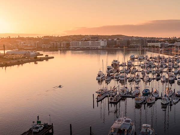 Aerial view of Newcastle Harbour.