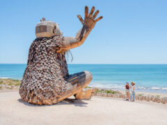 The towering Santi Ikto, one of Thomas Dambo’s iconic Giants of Mandurah