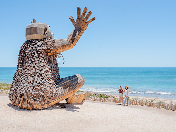  The towering Santi Ikto, one of Thomas Dambo’s iconic Giants of Mandurah.