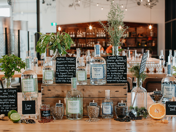 A display of Kangaroo Island Spirits gins.