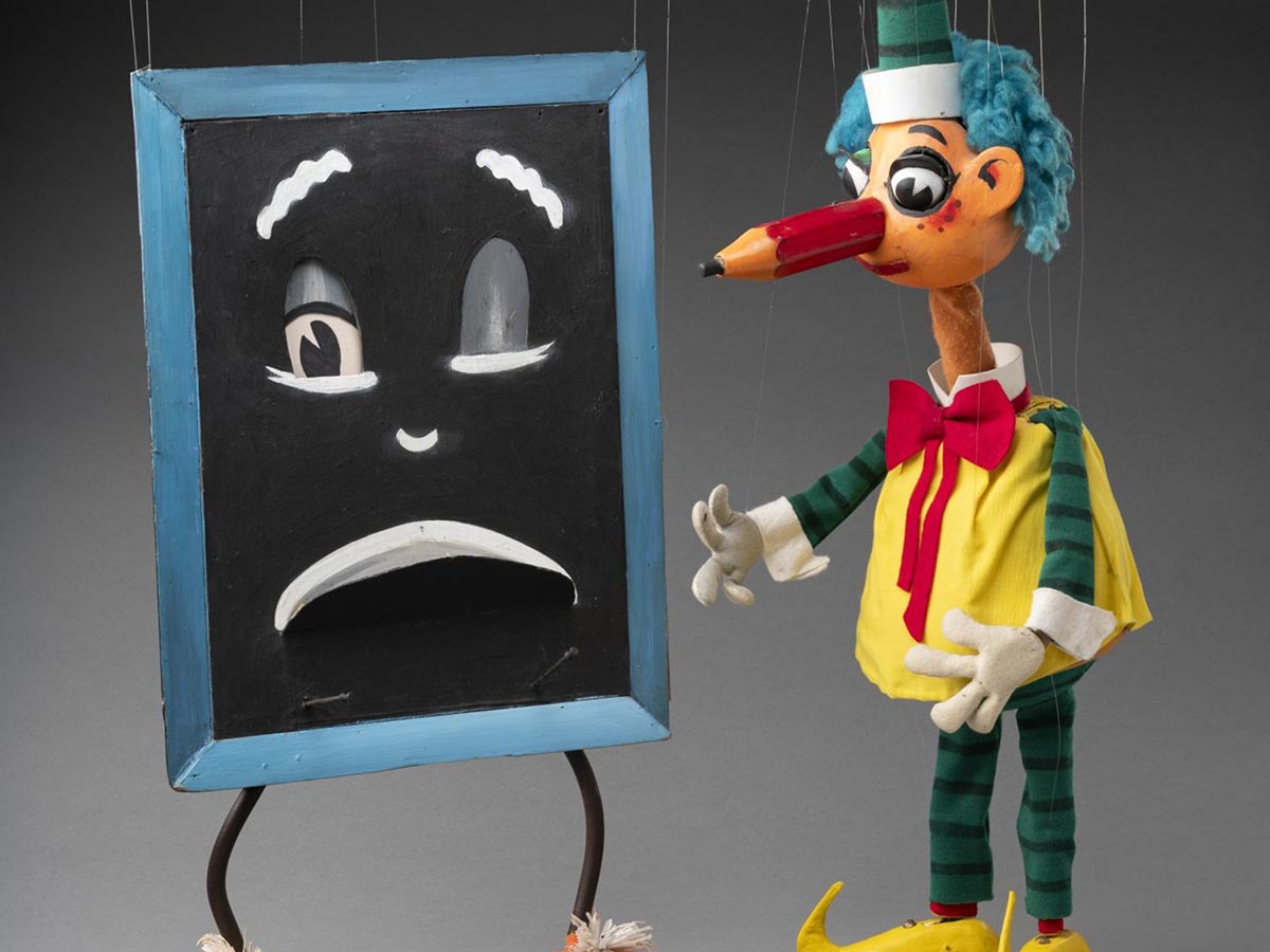 Mr Squiggle puppet with Blackboard