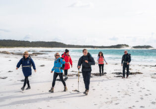 Group on the beach at Bay of Fires walk