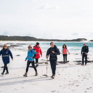 Group on the beach at Bay of Fires walk