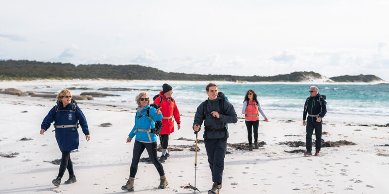 Group on the beach at Bay of Fires walk